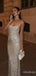 Sparkly Champagne Sequins Straps Mermaid Long Prom Dress, Evening Dress, PD382142
