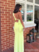 Elegant Yellow One-Shoulder Backless Bodycon Long Mermaid Prom Dress, Evening Dress, PD382149