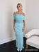 Elegant Light Blue Off-Shoulder Strapless Mermaid Long Prom Dress with Tulle Detailing,Evening Dress,PD382150