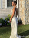 Elegant Ivory Cowl-Neck Backless Long Mermaid Prom Dress, Evening Dress, PD382153