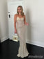 Sparkly Champagne Sequins Spaghetti Strap  Long Mermaid Prom Dress, Evening Dress, PD382154
