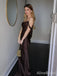 Unique Dark Brown Off-Shoulder Spaghetti Strap Backless Long Mermaid Prom Dress, Evening Dress, PD382156