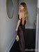 Unique Dark Brown Off-Shoulder Spaghetti Strap Backless Long Mermaid Prom Dress, Evening Dress, PD382156