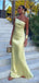 Elegant One Shoulder Yellow Mermaid Long Prom Dress,Evening Dress,PD382170