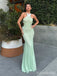 Sexy Mint Green Halter Long Mermaid  Prom Dress, Evening Dress, PD382180