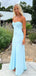 Elegant Light Blue Sweetheart Strapless Mermaid Long Prom Dress,Evening Dress,PD382189