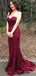 Gorgeous Sweetheart Burgundy Strapless Lace Mermaid Long Prom Dress,Evening Dress,PD382193
