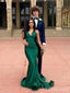 Elegant Green V-neck Mermaid Long Prom Dress with Side Slit ,Evening Dress, PD382196