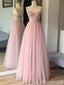 Sweet Pink Sweetheart See Through Bodice A-line Long Prom Dress with Beading, Evening Dress,PD382213