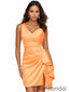 Elegant Orange One Shoulder Pleated Ruffles Short Homecoming Dress with Slit, PD382256