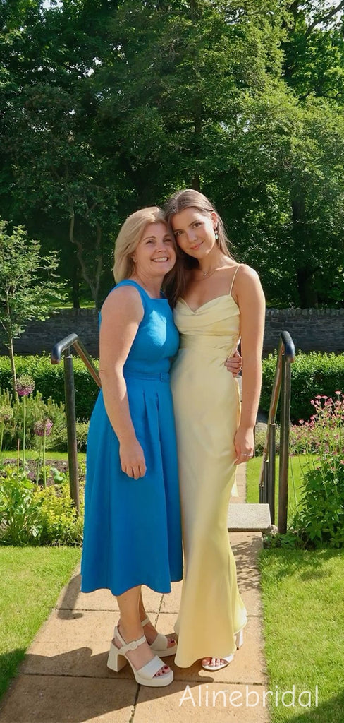 Elegant Cowl Neckight Yellow Maxi Mermaid Prom Dress, Bridesmaid dress, PD382236