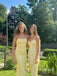Elegant Cowl Neckight Yellow Maxi Mermaid Prom Dress, Bridesmaid dress, PD382236