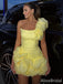 Elegant One Shoulder Ruffles Short Mini Homecoming Dress, HD32676