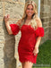 Elegant Red Off the Shoulder Strapless Short Homecoming Dress-Tight Mini Dress, HD32635