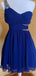 Elegant Blue One Shoulder Backless A-line Short Homecoming Dress, HD32735