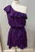 Elegant Purple One Shoulder Ruffles Short Homecoming Dress, HD32733