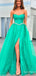 Elegant Green Off the Shoulder Rhinestone A-line Long Prom Ball Gown, PD38043