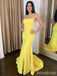 Stunning Yellow Spaghetti Strap Criss-Cross Mermaid Long Prom Dress, Evening Dress, PD38055