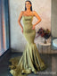 Dramtic Olive Green Square Memriad Long Evening Gown with train, Prom Dress, PD38065