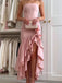 Elegant Strapless Ruffle High Low Pink Prom Dress, Formal Wear, PD382285