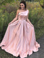 Blush Pink Satin One Shoulder Simple Prom Dresses,PD00161