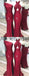 Burgundy Jersey Mismatched Mermaid Elegant Long Bridesmaid Dresses, AB4054