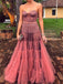 Dark Peach Tulle Sweetheart Strapless Illusion Prom Dresses,PD00308