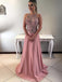 Dusty Rose Beading Rhinestone Open Back Prom Dresses,PD00211