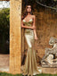 Fashion Popular Gold Sequins Spaghetti Strap Backless Mermaid  Prom Gown Dresses,PD00049