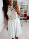 Ivory Lace Beaded Spaghetti Strap Criss-cross Chiffon Freshman Homecoming Dresses,BD00112