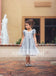 Light Grey Appliques Tulle Pretty Sleeveless Short Flower Girl Dresses, FGS078