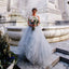 Light Grey Tulle Ruffles Strapless Ball Gown Simple Wedding Dresses, AB1110