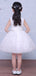 Lovely White Tulle Rose Floral With Bow Knot Flower Girl Dresses , FGS120