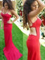 New Arrival Red Spaghetti Straps Open Back Unique Evening Party Prom Dress,PD0064