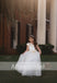 Off White Tulle Ivory Applique With Beads Cap Sleeve Long Flower Girl Dresses, FGS089