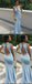 Pale Blue Jersey Open Back Mermaid Bridesmaid Dresses, AB4013