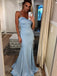 Pale Blue Spaghetti Strap Sweetheart Mermaid Charming Prom Dresses,PD00319