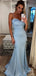 Pale Blue Spaghetti Strap Sweetheart Mermaid Charming Prom Dresses,PD00319