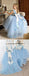 Pale Blue Tulle Floral Satin Bowknot Ball Gown Flower Girl Dresses, FGS138