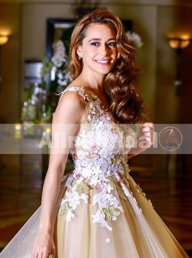 Pastel Yellow Sweet Flower Appliques Backless Sleeveless Homecoming Dresses,BD00226