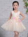 Pastel Yellow Tulle Handmade Flower Scoop Neck Cute Flower Girl Dresses, FGS132