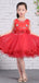 Red Tulle Rhinestone Applique Handmade Flower Girl Dresses, FGS136