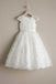 Round Neck Off White Lace Cap Sleeve Long Flower Girl Dresses, FGS099