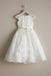 Round Neck Off White Lace Cap Sleeve Long Flower Girl Dresses, FGS099