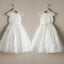 Round Neck Off White Lace Cap Sleeve Long Flower Girl Dresses, FGS099