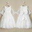 Round Neck Off White Lace Half Sleeve Long Flower Girl Dresses, FGS098