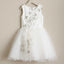 Round Neck Stunning Floral Embroidery Satin Tulle Cute  Flower Girl Dresses, FGS101