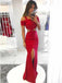 Sexy Red Square Neck Short Sleeves Cut Waistline Mermaid Split Prom Dresses,PD0131