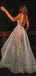Sparkly White Sequin V-neck Backless Fashion Prom Dresses,PD00327