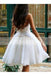 Sweet Strapless Ivory Handmade Flowers Knee Length Homecoming Dresses ,BD00229
